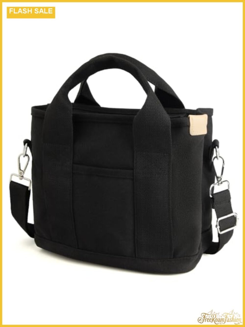 Canvas Mini Crossbody Tote Bag with Zipper and Adjustable Strap
